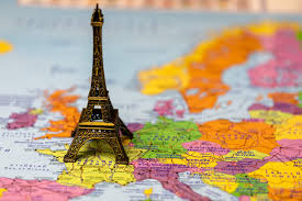 World Map with the Eiffel Tower on top of France